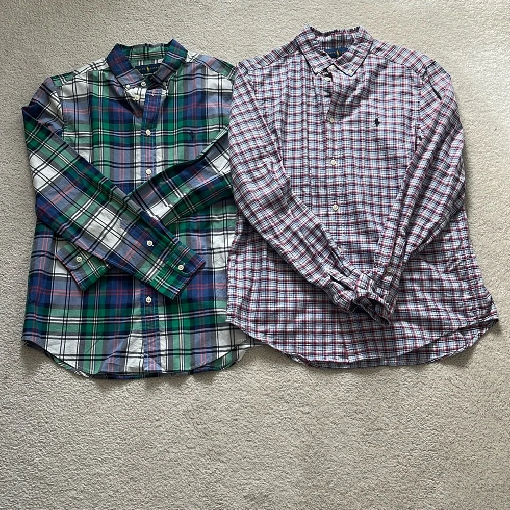Boys BUNDLE Polo Raulph Lauren Plaid Dress Shirts Size XL - Picture 1 of 13